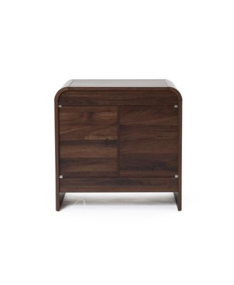Walnut Finish 2-Drawer Nightstand & End Table, Engineered Wood with Rounded Corners