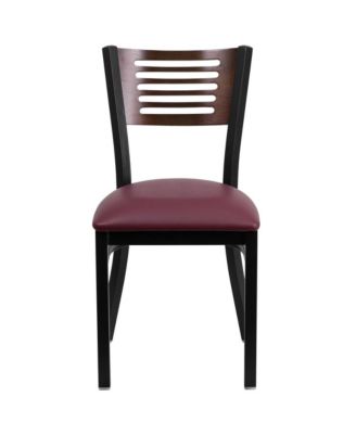 2 Pack Decorative Slat Back Metal Restaurant Chair