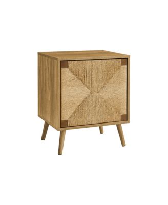 Accent Table, End, Storage, Small, Side, Living Room, Lamp, Light Walnut Laminate, Seagrass, Modern