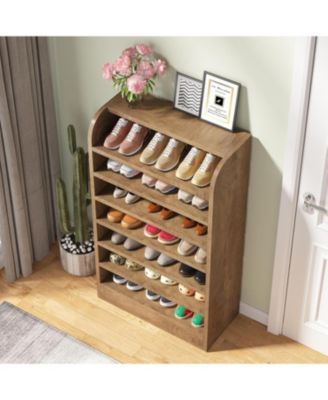 Shoe Rack for Entryway, 8-Tier Tall Shoe Shelf Shoes Storage, Wooden Shoe Storage Cabinet, Wood Color