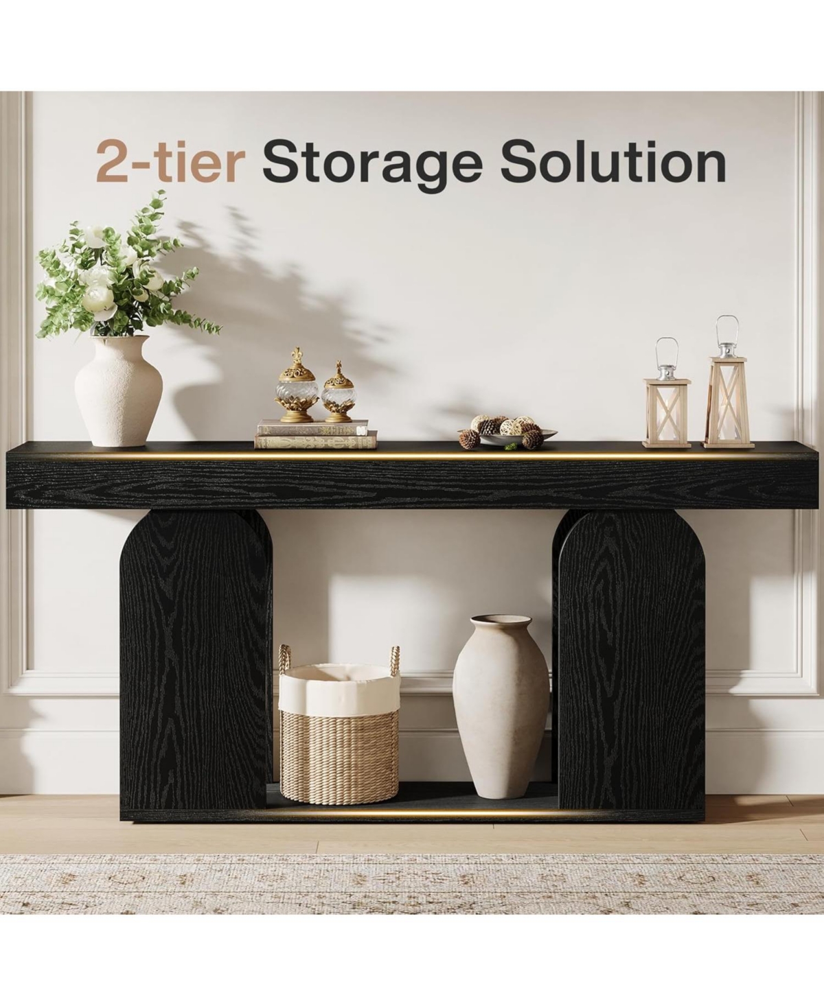 Tribesigns Black Console Table, 70.9-Inch Extra Long Sofa Table