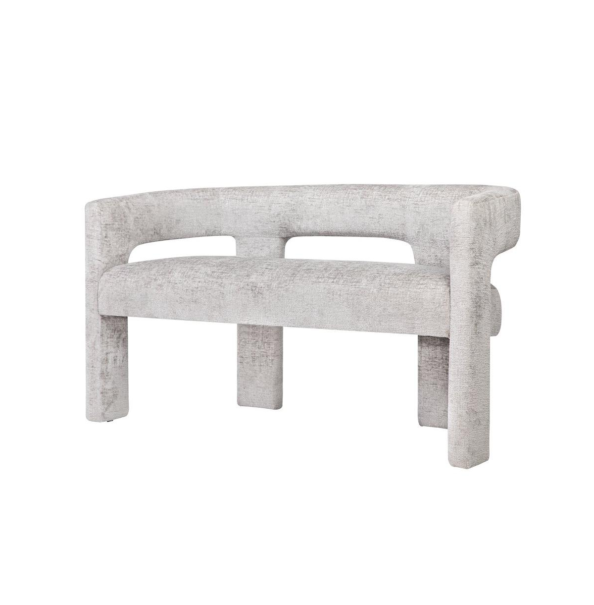 Jofran Gwen Modern Luxury Jacquard Fabric Upholstered Sculpture Bench