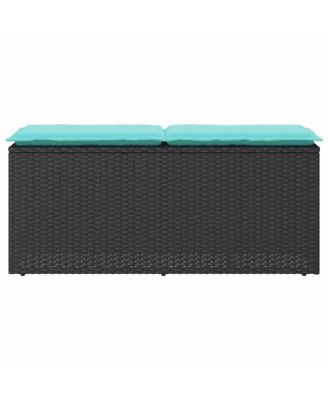 Patio Bench with Cushion Black 43.3"x15.7"x17.3" Poly Rattan