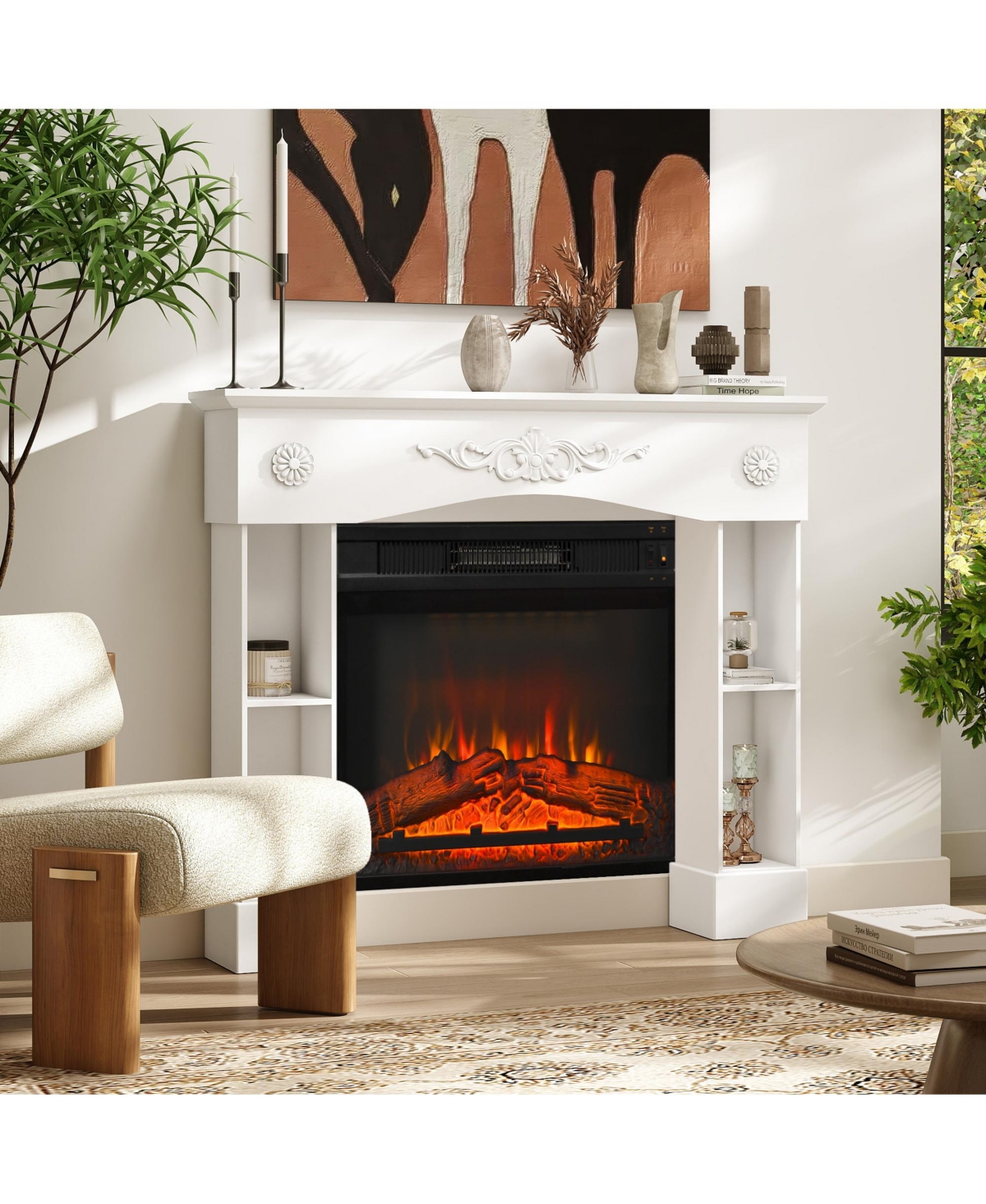 Homcom Baroque Fireplace Mantel, Fireplace Surround with Leg,