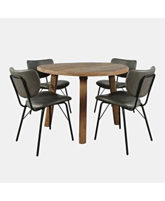 Five Piece Round Rustic Solid Wood Round Dining Set