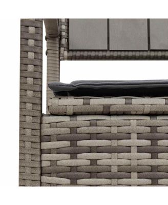 Garden Storage Bench with Cushion Grey Poly Rattan