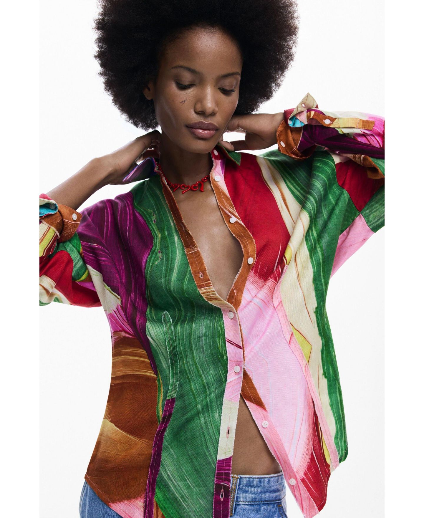 Женская рубашка Desigual Printed, цвет: Разноцветный — фото 3
