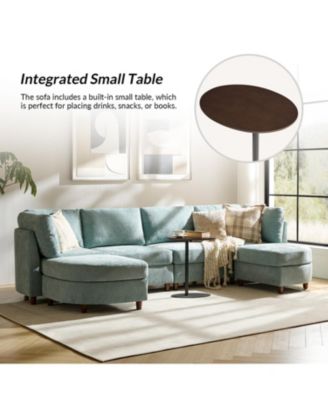 Dayman 6-Piece Modern Storage Convertible Sectional Sofa with End Table