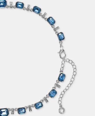 Pav&eacute; Bar & Emerald-Cut Stone Collar Necklace, 16" + 3" extender