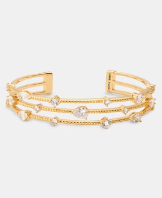 Cubic Zirconia Triple Row Cuff Bracelet