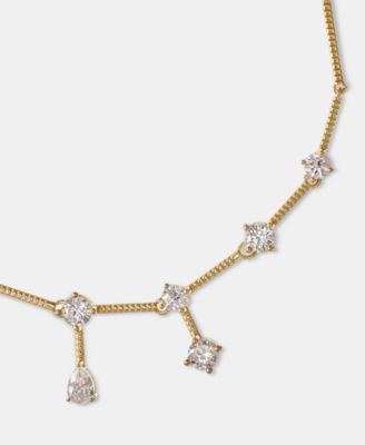 Cubic Zirconia Bar Stationed Statement Necklace, 16" + 3" extender