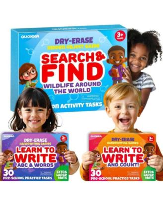 Busy Book Handwriting Practice for Kids - Search & Find - Activity Cards for Kids 3-8 – Reusable Mats with Dry-Erase Marker