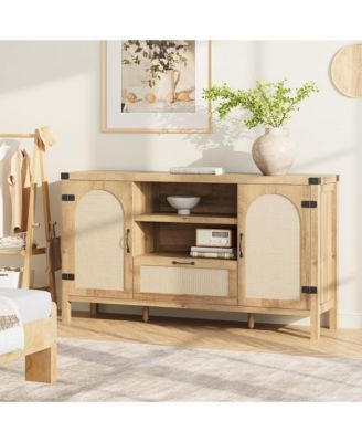 47.2" Rattan Sideboard Buffet Cabinet with Storage, Farmhouse Kitchen Buffet Cabinet with Drawer