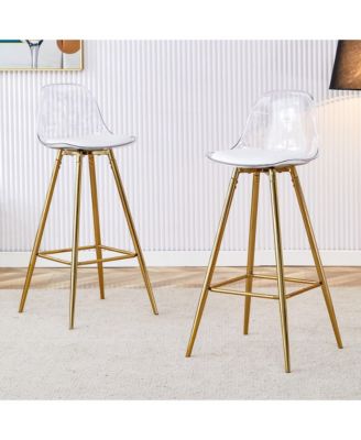 Modern Metal Bar Stools with Water-Resistant PU Leather, 38" Height, Stylish Dining Stool