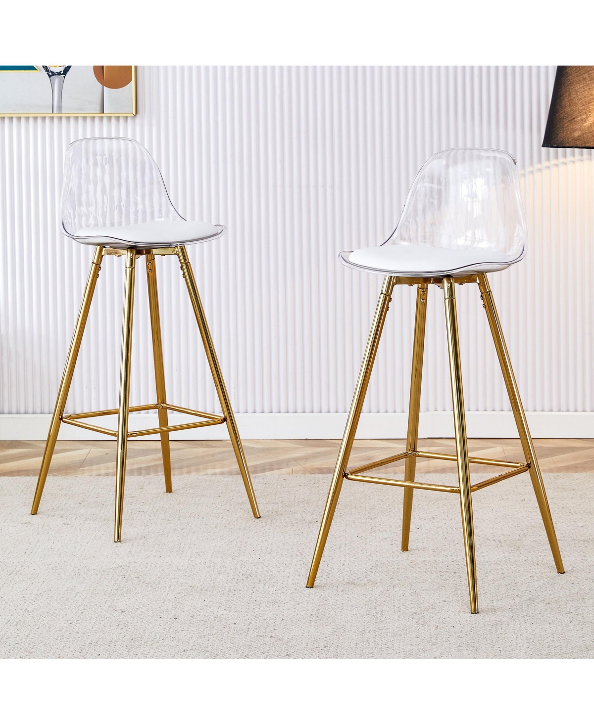 Boyel Living Modern Metal Bar Stools with Water-Resistant Pu Leather, 38" Height, Stylish Dining Stool