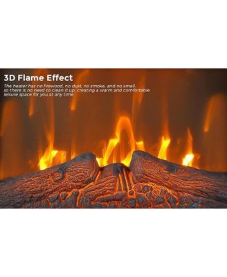 67" Fireplace TV Stand, 23" Color Adjustable Insert, Remote Control, Timer, Wood Media Console with Cabinets