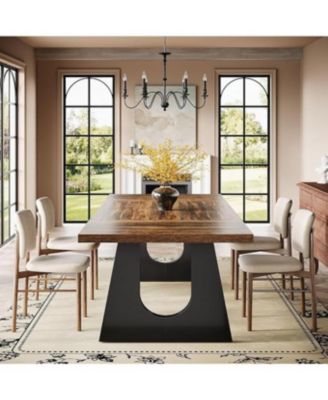 Large Dining Table for 6-8 People, Home Furniture (Dark Brown)