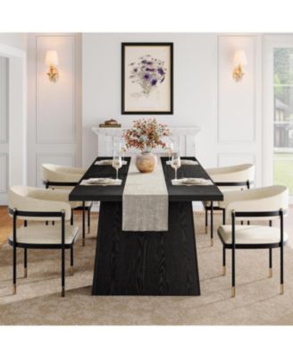Black Rectangular Dining Table for 4-6 People – Modern Wooden Kitchen Table