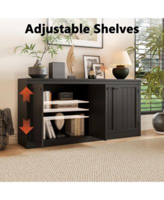 63" Sideboard Cabinet with 4 Doors, Modern Buffet Storage Cabinet for Dining Room, Living Room, Office