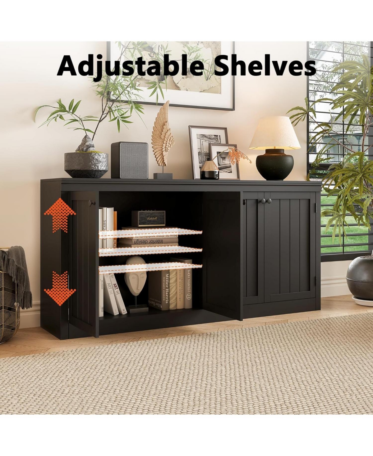 gaomon 63" Sideboard Cabinet with 4 Doors, Modern Buffet Storage Cabinet for Dining Room, Living Room, Office