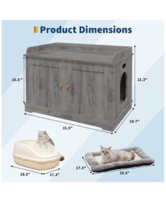 Wooden Cat Litter Box Enclosures,Hidden Litter Box,Pet House with Barn Door
