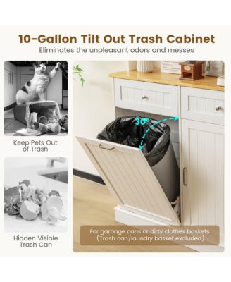 Double Tilt Out Trash Cabinet w/ Hutch Kitchen Pantry Storage Cabinet