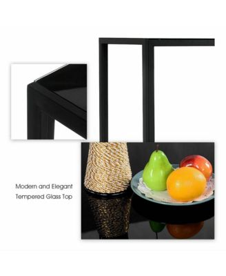 5 Piece Kitchen Dining Set Glass Metal Table 30" and 4 Chairs Breakfast Furniture