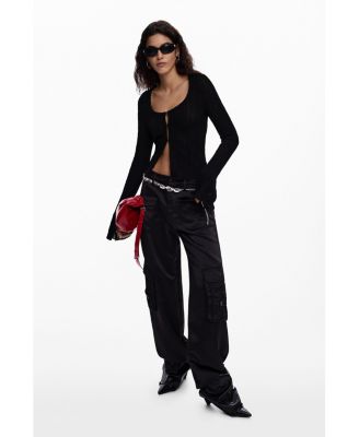 Women's T-shirt with snap buttons and tie