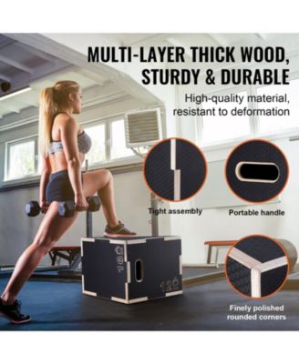 SUGFIT 3-in-1 Plyo Jump Box 16/14/12" Wooden Agility Training Box