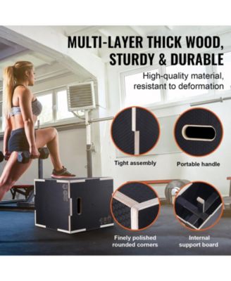 SUGFIT 3-in-1 Plyo Jump Box 20/18/16" Wooden Agility Training Box