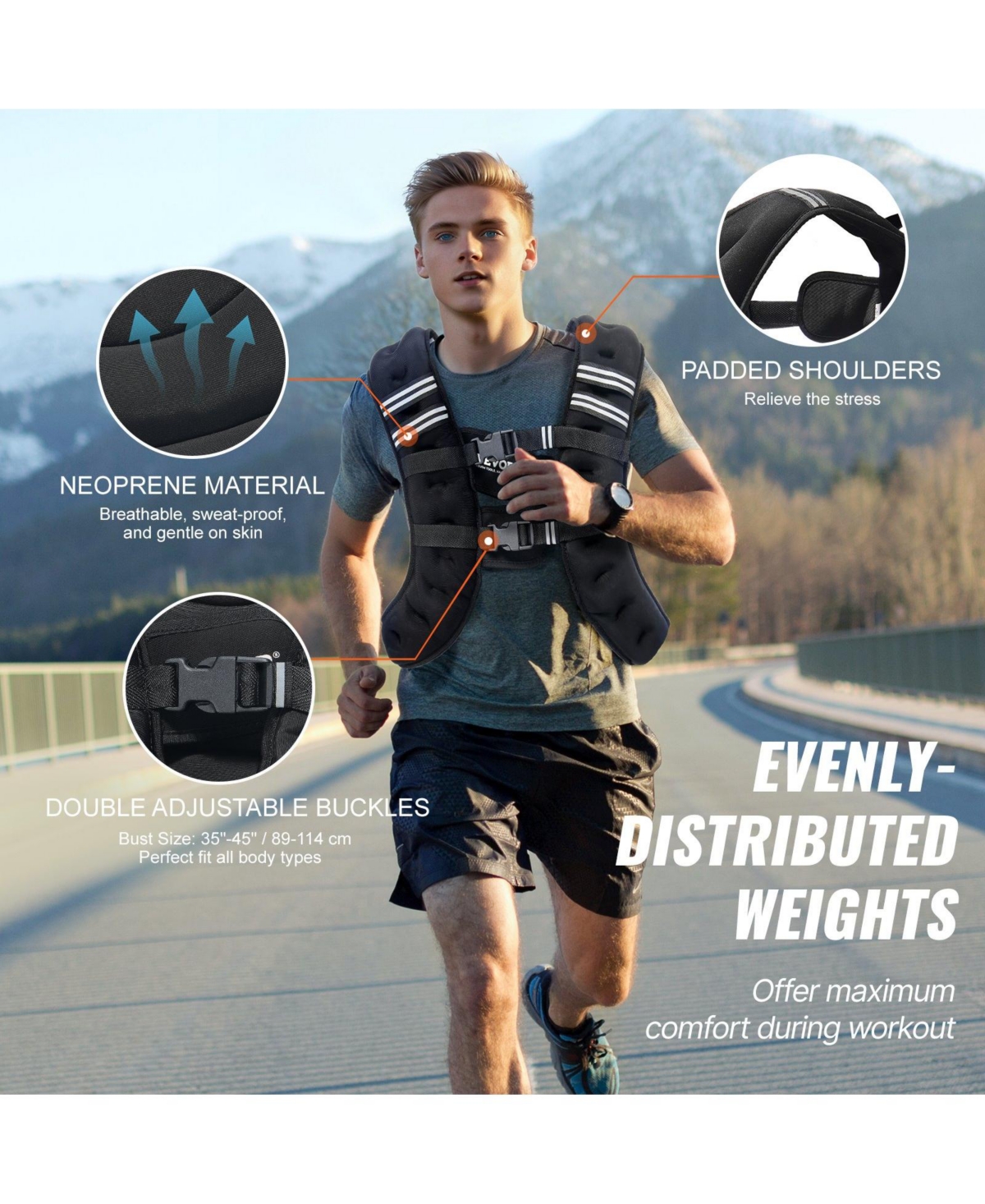 Sugfit Weighted Vest 30 Lb Adjustable Fitness Vest with Reflective Strips