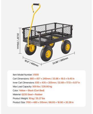 SUGFIT 500 lbs Capacity Garden Cart with All-Terrain Tires & Steel Frame