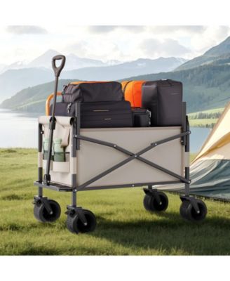 SUGFIT 2-in-1 Convertible Folding Wagon Bench with 550 lb Capacity & Adjustable Handle