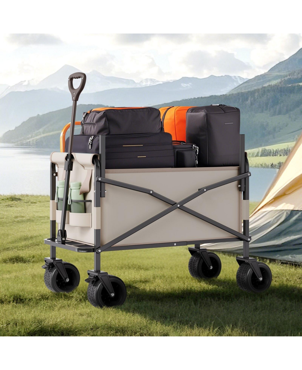 Sugfit 2-in-1 Convertible Folding Wagon Bench with 550 lb Capacity & Adjustable Handle