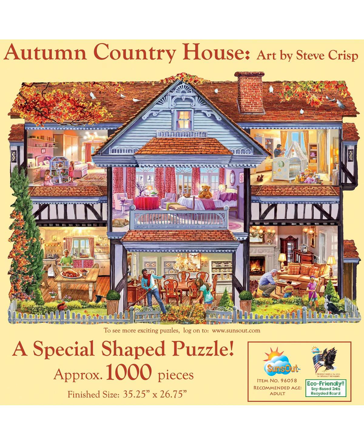 SunsOut Autumn Country House 1000 piece Jigsaw Puzzle for Adults Special Shape Thanksgiving