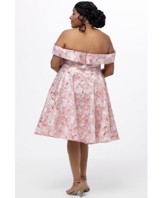 Women's Off-The-Shoulder Brocaade Party Dress