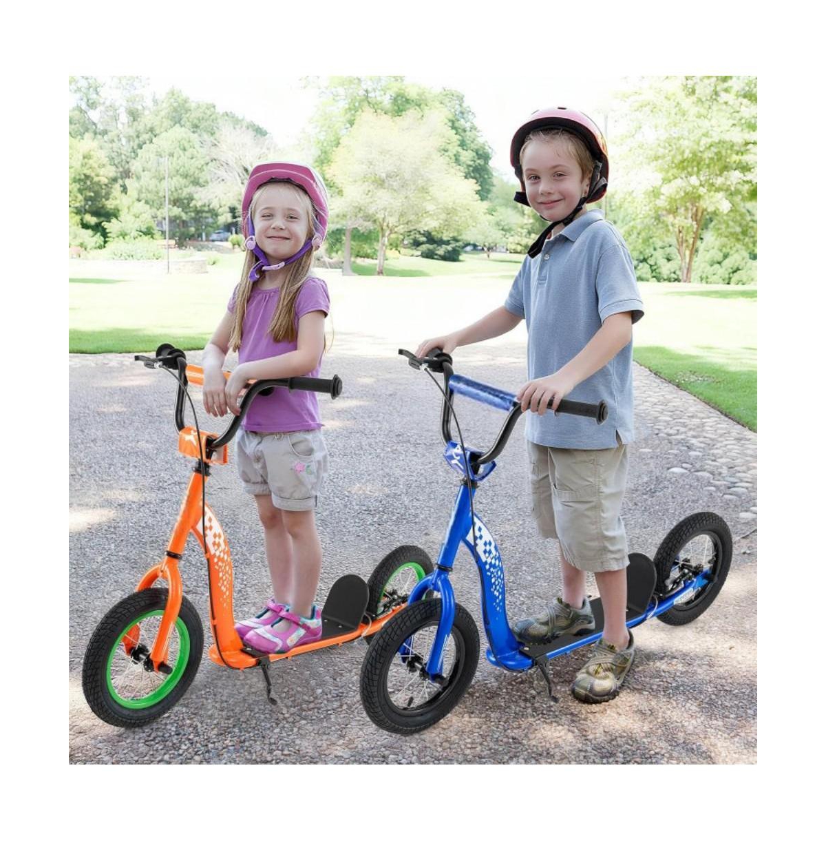 Hongge Youth Kick Scooter with Adjustable Height and Inflatable Wheels