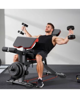 Weight Bench, 800 lb Adjustable Bench Press with Leg Extension and Preacher Pad for Home Gym Strength Training