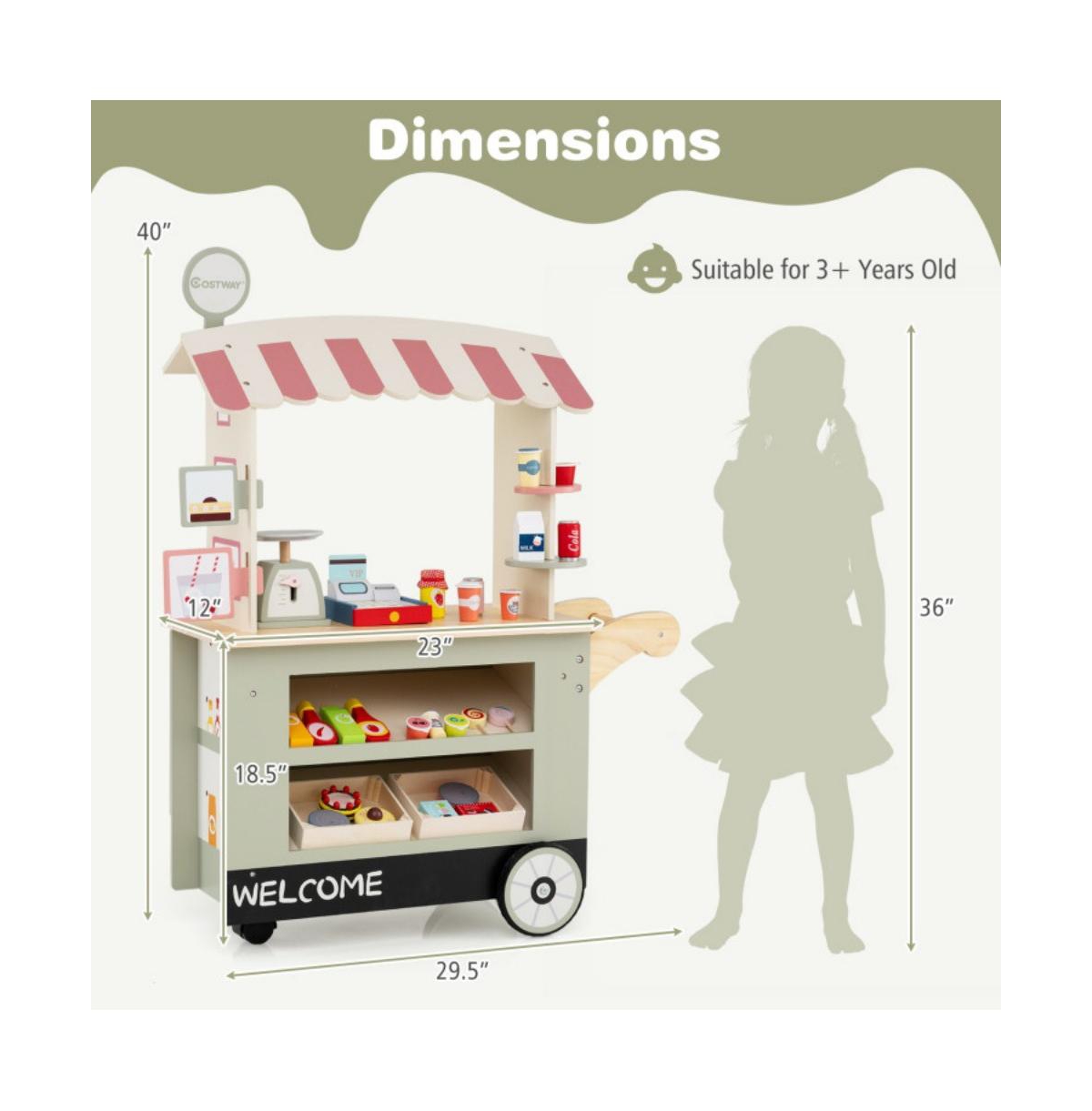 Kids Toy Cart Playset with Pos Machine and Scale