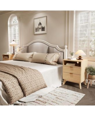 2pcs Wood Nightstand with USB Charging Station & Outlets