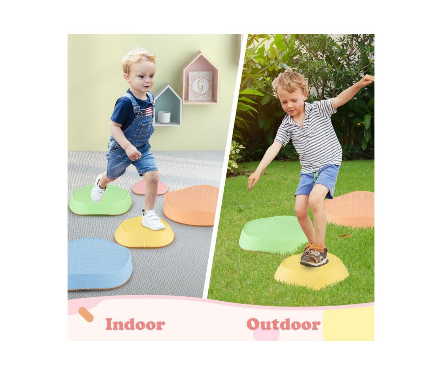 Детские игрушки HONGGE Stackable Non-Slip Kids Stepping Stones, 5-Piece Set, Ages 3+, цвет: Синий — фото 8
