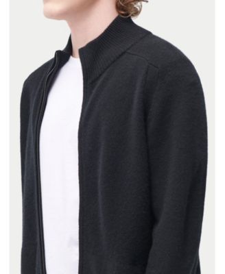 Men's High Neck Full-Zip Cashmere Cardigan Taupe