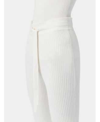 Women's Drawstring Ribbed Cotton Silk Cashmere Blend Flares