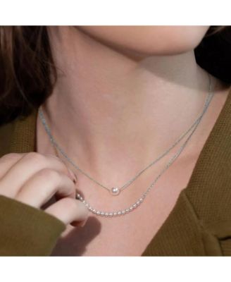 18K Gold Plated Sterling Silver Perfect Pearl Pair Necklace Set Holiday Gift Idea