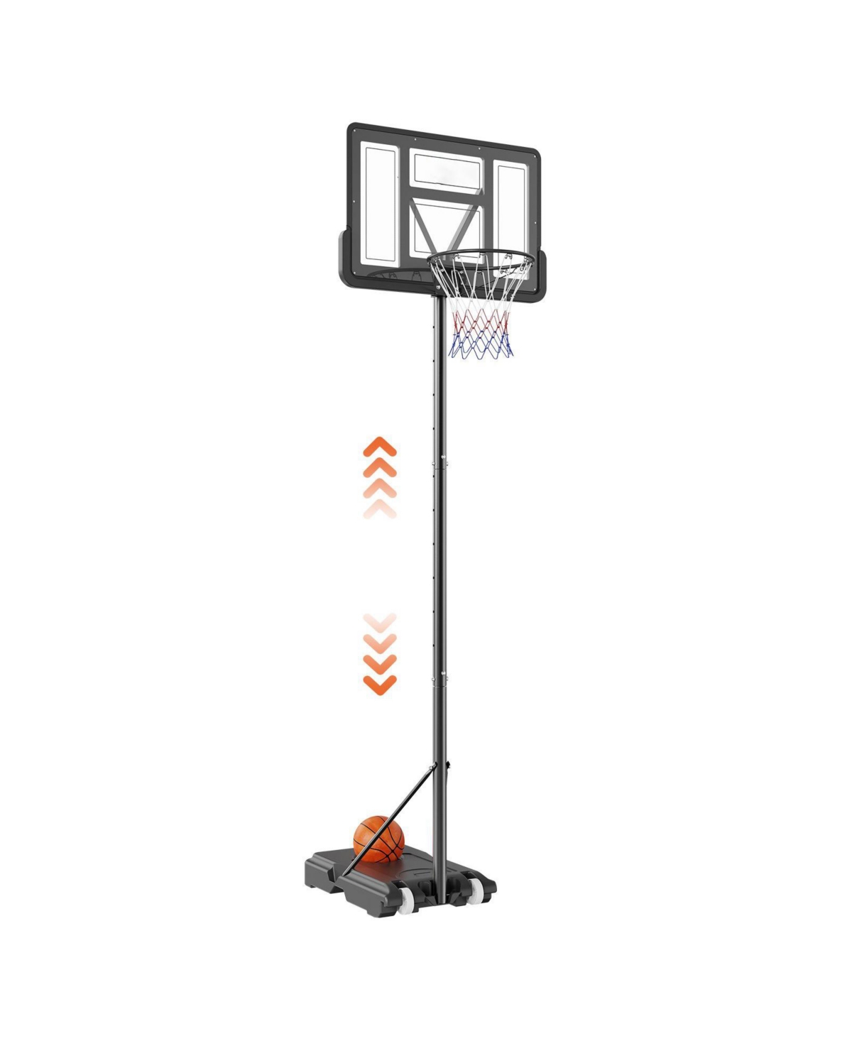 Mecale 44-Inch Adjustable Basketball Hoop, 4–10 ft Portable Backboard System with Wheels and Fillable Base