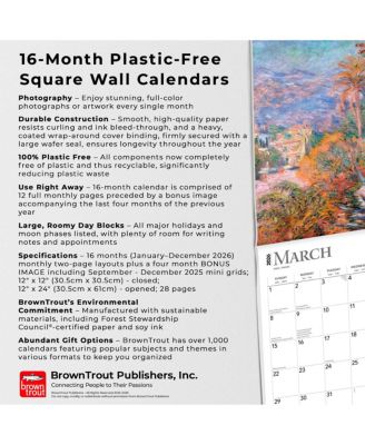 Claude Monet | 2026 12 x 24 Inch (Hanging) Monthly Square Wall Calendar | Foil Stamped Cover | Plastic-Free
