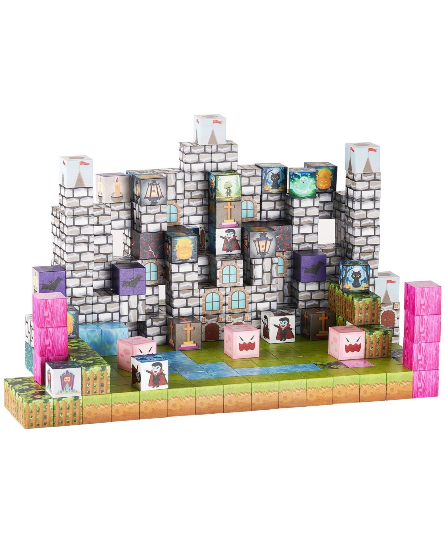 Детский конструктор Mecale Cemetery Zombie Themed 100-Piece Magnetic Building Set, Ages 3+, цвет: Зелёный — фото 10