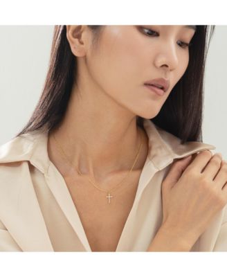 14k Gold Plated Lisette Crystal Cross Necklace Holiday Gift Guide