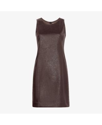 Petite Faux Leather Shift Dress with Princess Seams