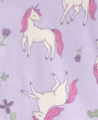 Girls' Toddler 2T-5T Unicorn Floral Top and Pajama Pants, 4-Piece Set